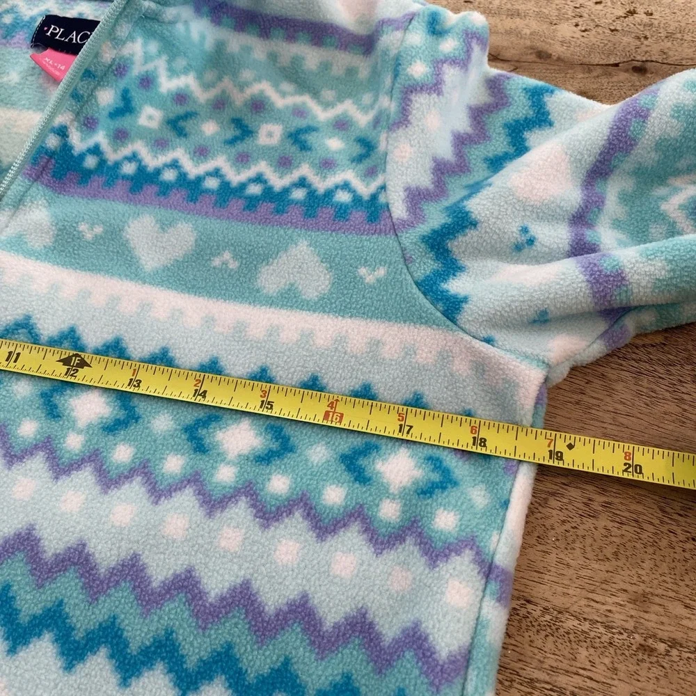 The Children's Place Girls Fleece Pullover Heart Print Half Zip Size X L (14)
